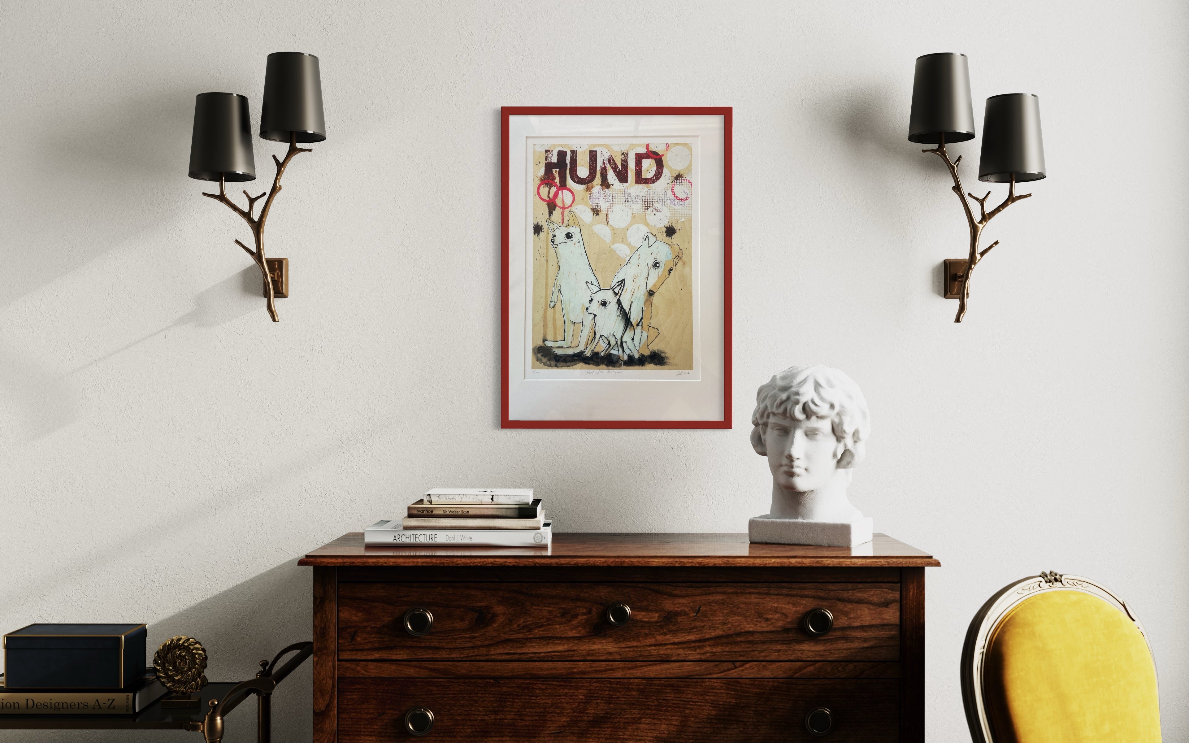 Hund Efter Kærlighed - Giclée , 40x60 cm (indrammet 70x50 cm)