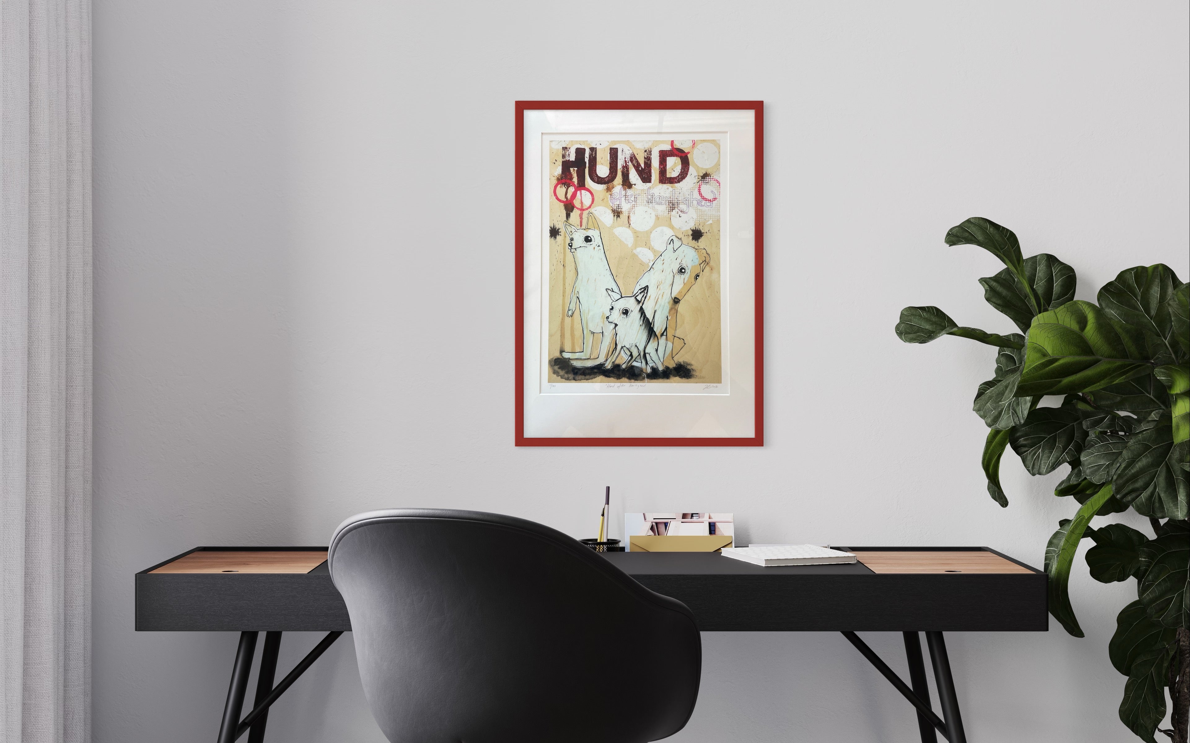 Hund Efter Kærlighed - Giclée , 40x60 cm (indrammet 70x50 cm)