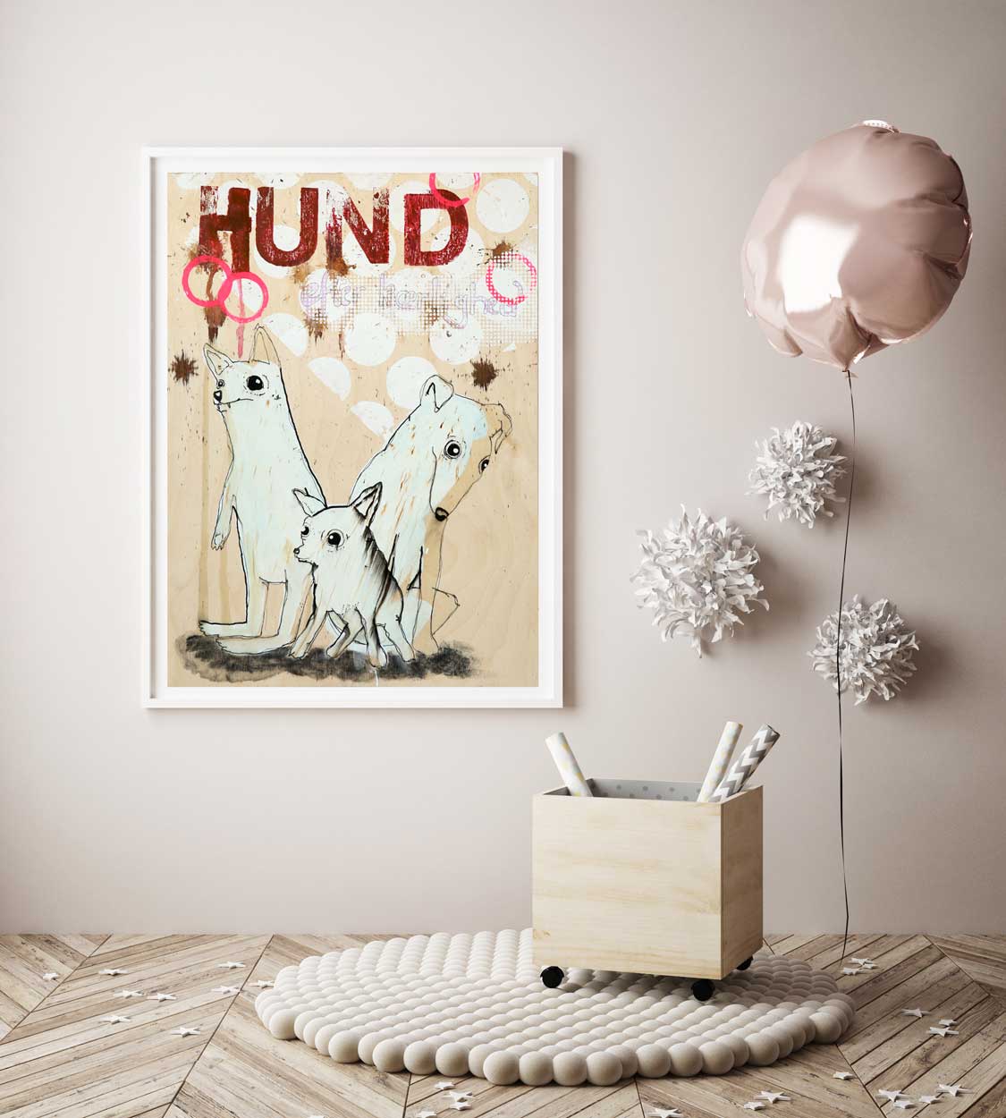 Hund Efter Kærlighed - Giclée , 40x60 cm (indrammet 70x50 cm)