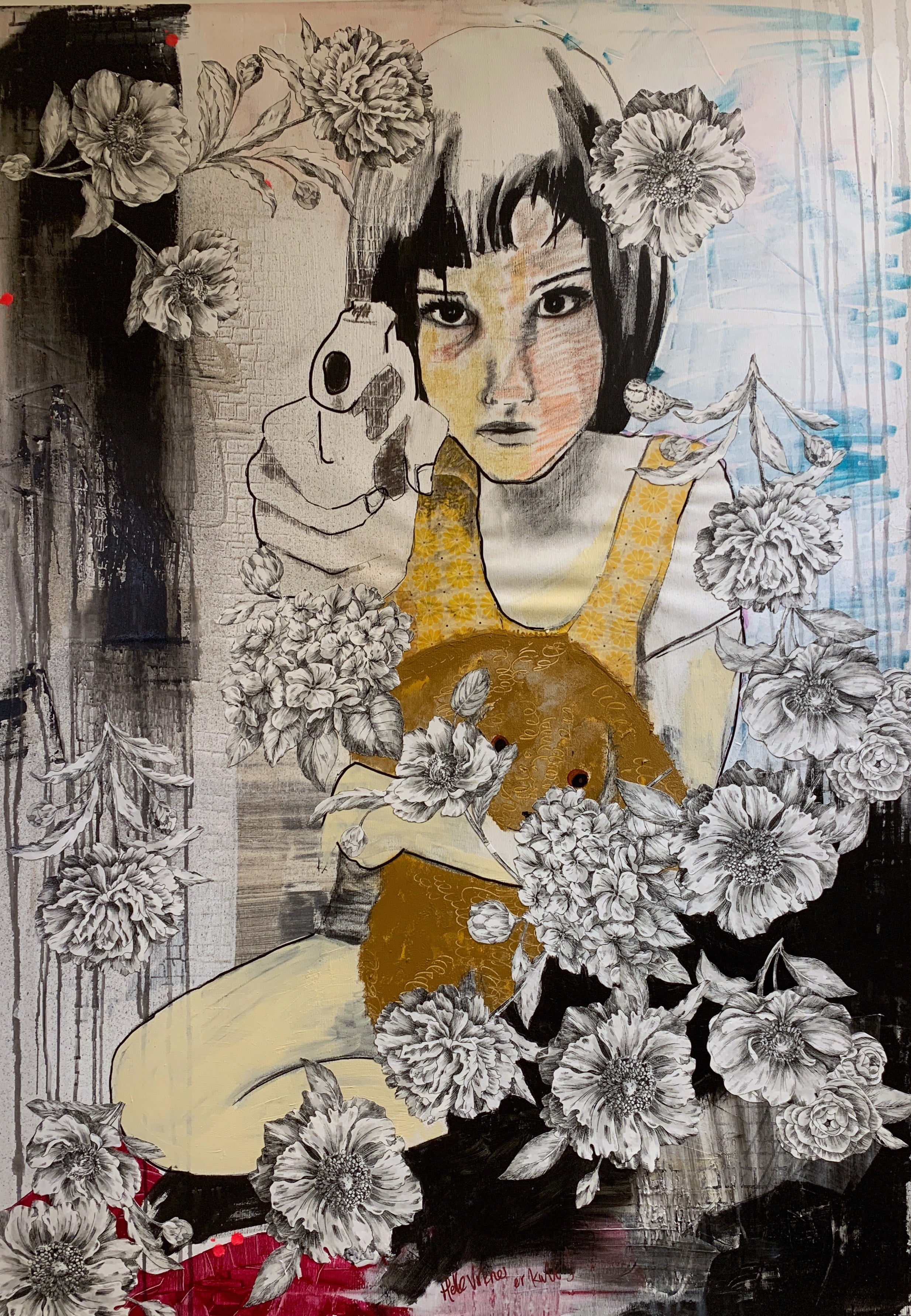 Girl With a Gun, 100x140 cm